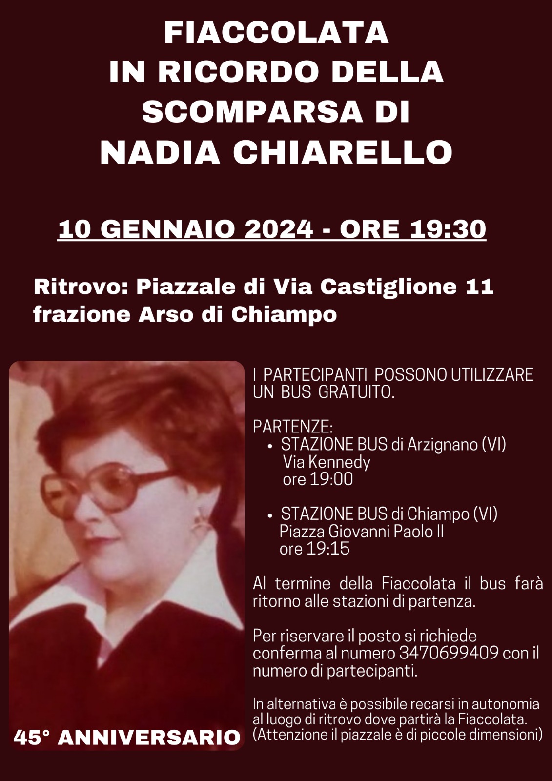 Fiaccolata x Nadia Chiarello 10/01/2024